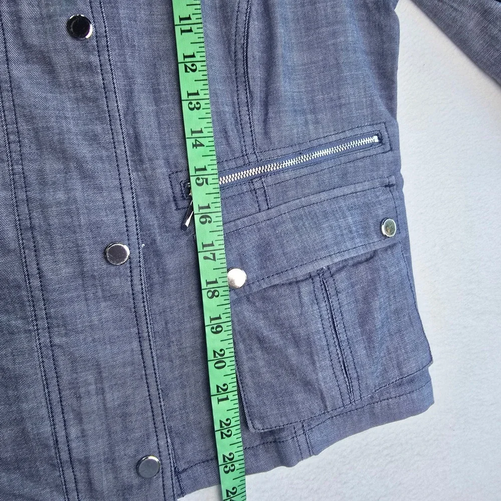 White House Black Market‎ -961 WHBM Chambray Moto Jacket Womens 14